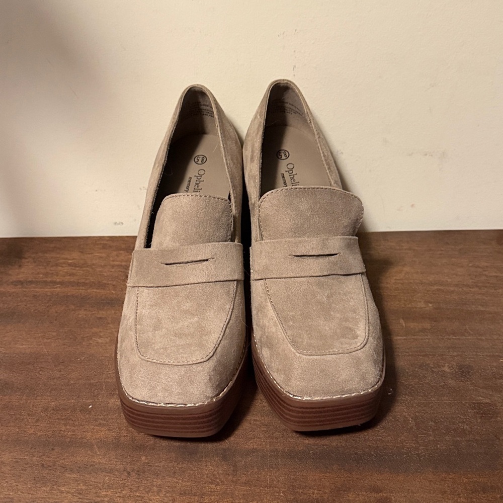 NWOT Ophelia Roe Mod Square Toe 3.5 Inch Platform Penny Loafers Size 8.5 A8 - Picture 2 of 8